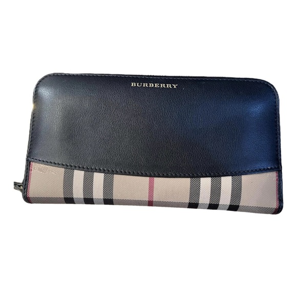 Burberry Pre-Loved Black and Tan Wallet - Picture 1 of 11